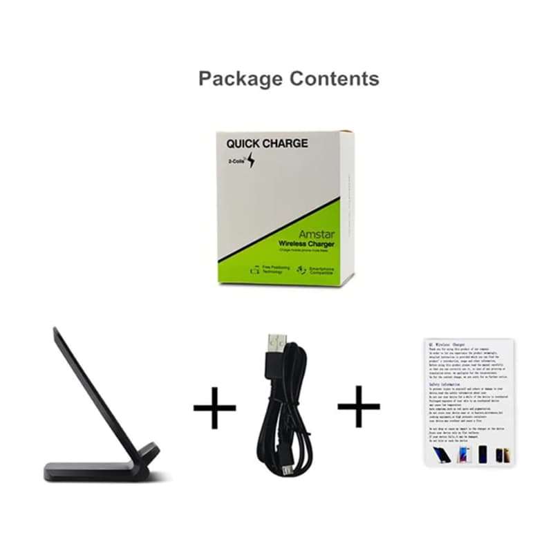 Qi Wireless Charger Quick Charge Dock Stand Base-Black