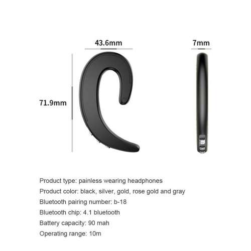 Bone Conduction Painless Hanging Wireless Bluetooth Earbud (1piece)-Black