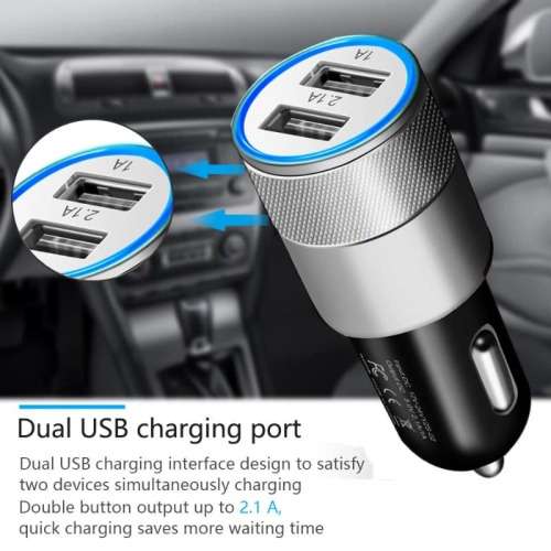 Aluminum Car Charger Double USB Fast Charging
