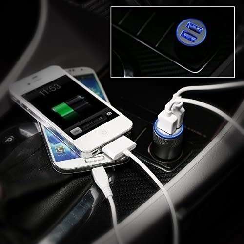 Aluminum Car Charger Double USB Fast Charging