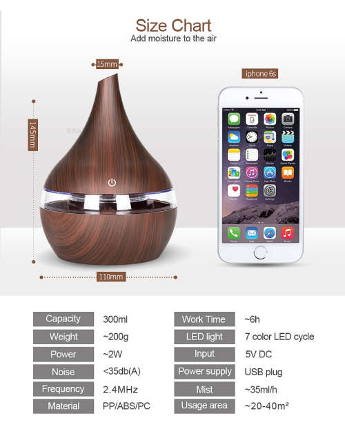 USB Electric Aroma air diffuser wood air humidifier