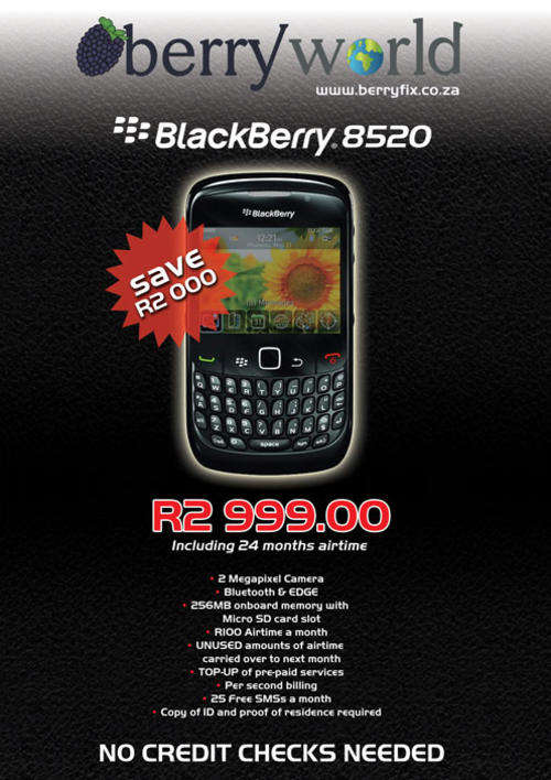 BLACKBERRY 8520 BRAND NEW AND SEALED MTN STOCK WITH 24 MONTH CONTRACT