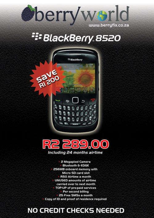 BLACKBERRY 8520 BRAND NEW AND SEALED MTN STOCK WITH 24 MONTH CONTRACT