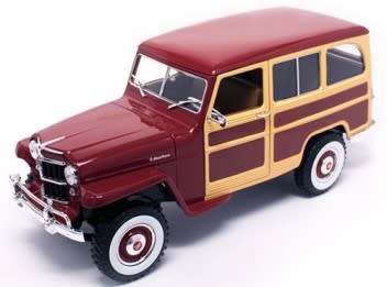'55 WILLYS Jeep Woody Die Cast Model 1/18  Lucky  Die Cast  New  in   D/Box- Gteed - In Stock