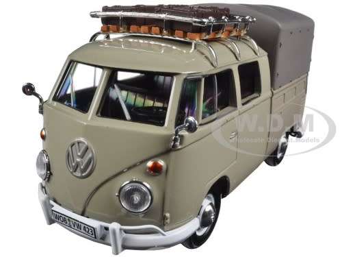 T1 VW Kombi Fleetline Double Cab Pickup w Tarpaunen over Loadbay & Roof Rack D/Cast Sc 1/24 MOTORMAX