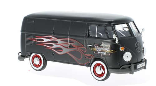 T1 Hot Volkswagen Kombi Fleetline Panelvan with Flames  D/Cast Sc 1/24 MOTORMAX