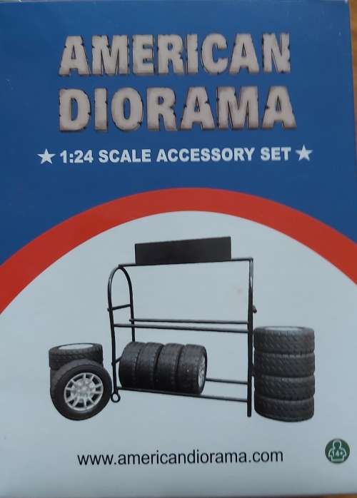 Special Listing for bdal- Diorama Set of Tires on Rack & Set of Rims-  1/24 ..