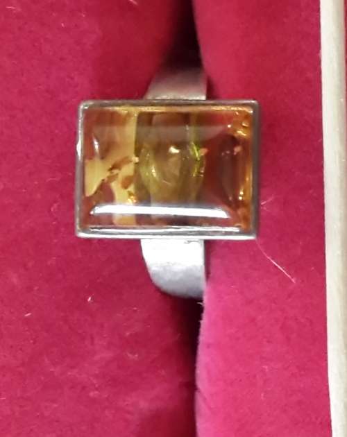 Sterling Silver and Amber ring. big size
