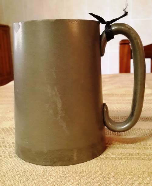 Pewter Tankard. Glass Bottom. Unpolished