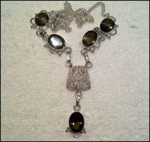 Classy Handcrafted Smokey Quartz and 925 Pendant. Chain incl.