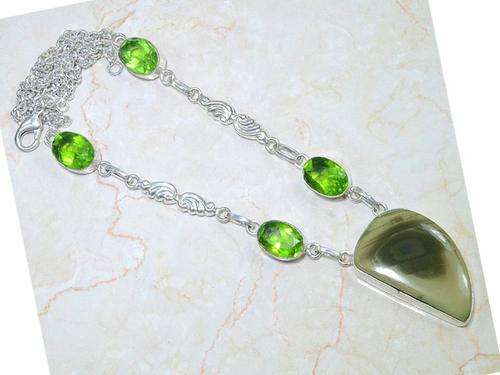 Entrancing Velvet Jasper and Lime Crystal.            Handcrafted 925 Necklace.