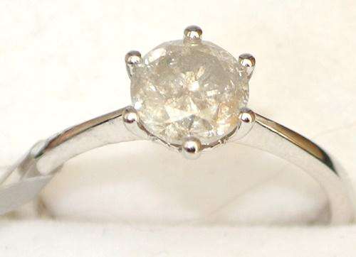 Stunning 9k solid white gold protea  solitaire diamond ring 1.2/L/i3