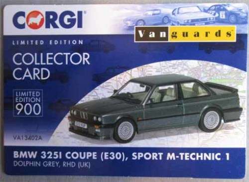 CORGI/VANGAURDS 1/43 SCALE - BMW 325i COUPE (E30) SPORT M-TECH 1 RHD (NEW BOXED)