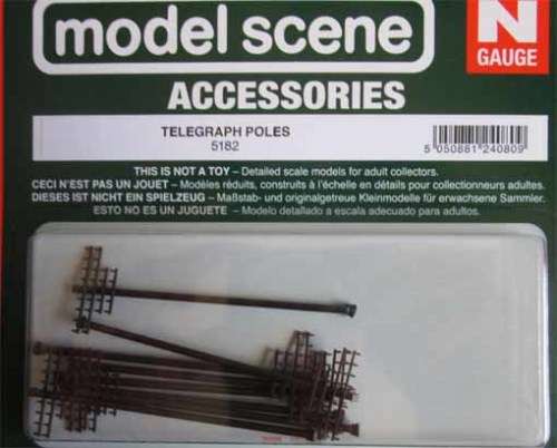 MODEL SCENE N SCALE/GAUGE - TELEGRAPH POLES (NEW CARDED)