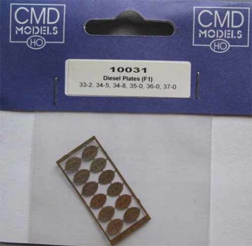 CMD HO SCALE - F1 DIESEL PLATES - SEE NUMBERS BELOW (NEW IN PKT)