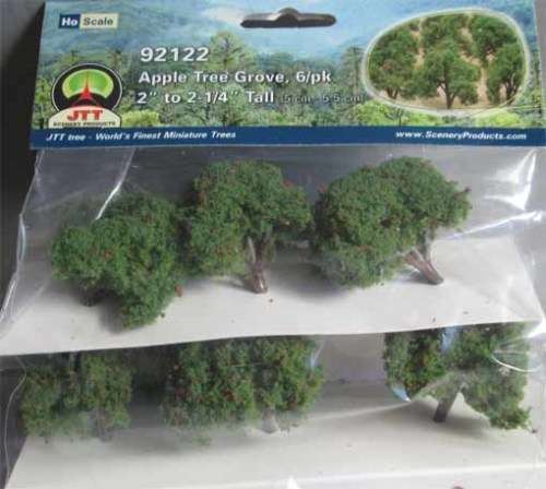 JTT HO SCALE - 6 X APPLE TREES 2" - 2 1/4" (NEW IN PKT)