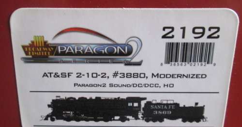 BROADWAY PAROGON HO SCALE - AT&SF 2-10-2 STEAM LOCO SOUND & DCC - BOXED