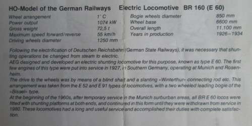 ROCO HO SCALE - DR OLD TIME ELECTRIC SHUNTING LOCO BR E 60 (BOXED)