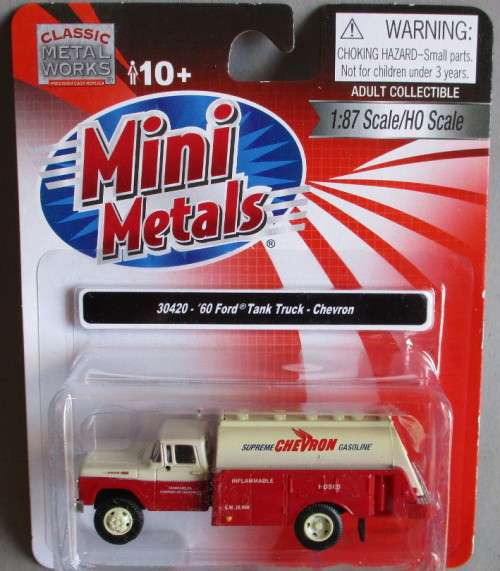 MINI METALS HO/1/87 SCALE - 1960 FORD TANK TRUCK, CHEVRON - (NEW CARDED)
