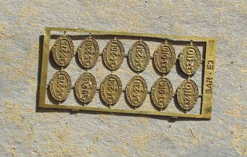 CMD HO SCALE - SAR STEAM PLATE NUMBERS E3