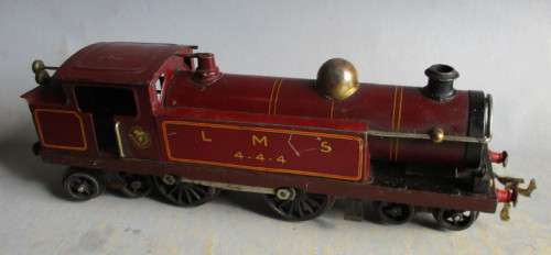 HORNBY O GAUGE -TIN PLATE CLOCKWORK LMS 4-4-4 STEAM LOCO, NO KEY