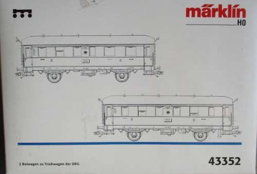 MARKLIN HO SCALE - 43352 2 x DRG PASSENGER COACHES, EXCELLENT BOXED
