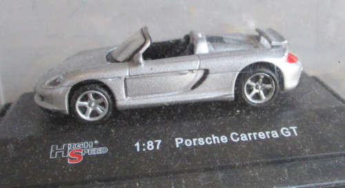 HIGH SPEED 1/87 HO SCALE - PORSCHE CARRERA GT - IN PERSPEX BOX