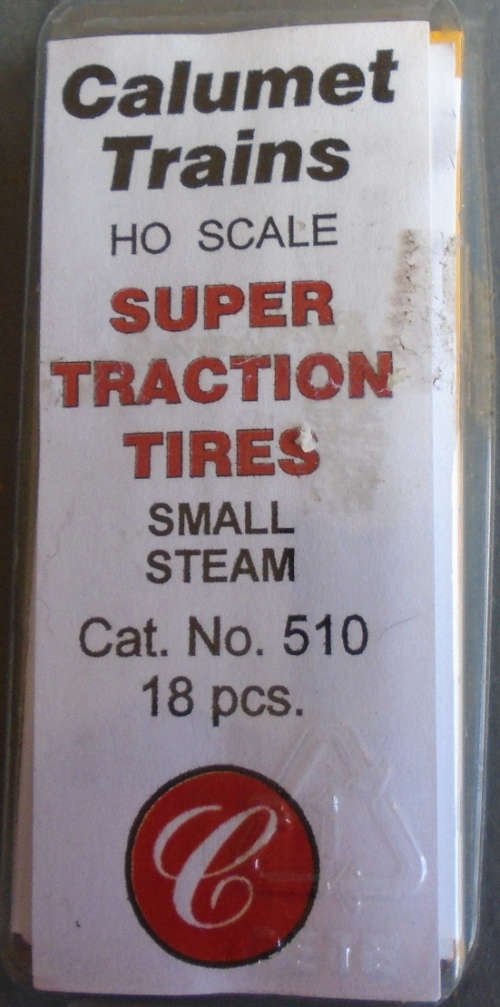 CALUMET TRAINS HO SCALE - 14 X TRACTION TYRES FOR SMALL STEAM ENGINES - CARDED