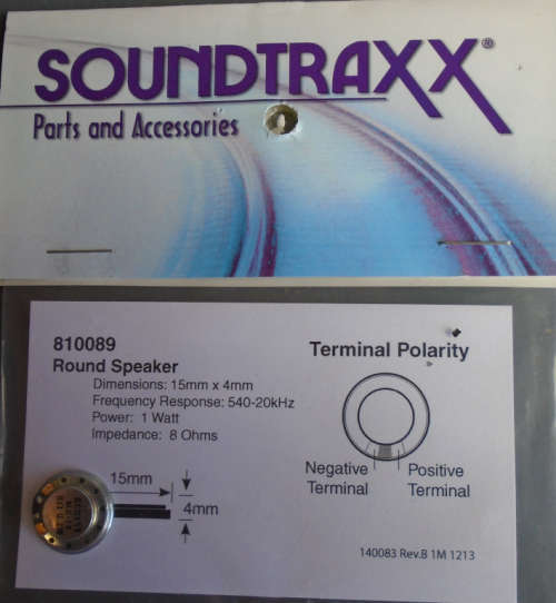 SOUNDTRAXX  HO SCALE - ROUND SPEAKER 15 X 4mm IN PKT