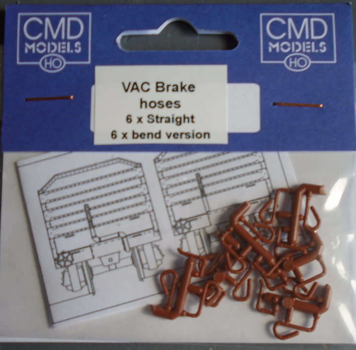 CMD HO SCALE - 6 X STRAIGHT & 6 X BENT VACUUM BRAKE HOSES