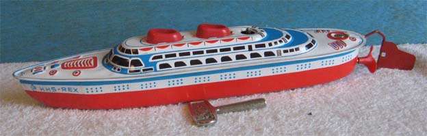 TIN PLATE WIND UP BOAT, MADE IN WESTERN GERMANY - LENGHT - 235 mm.