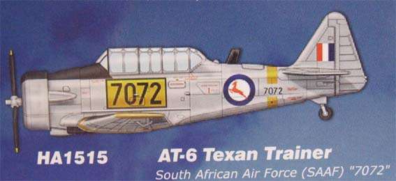 T-6 TEXAS TRAINER (HARVARD) - SAAF "7072" by HOBBYMASTER in 1/72 SCALE (NEW BOXED)