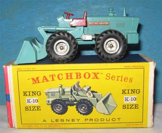 AVELING-BARFORD TRACTOR SHOVEL # 10 by MATCHBOX KINGSIZE, MADE IN ENGLAND by LESNEY(BOXED)