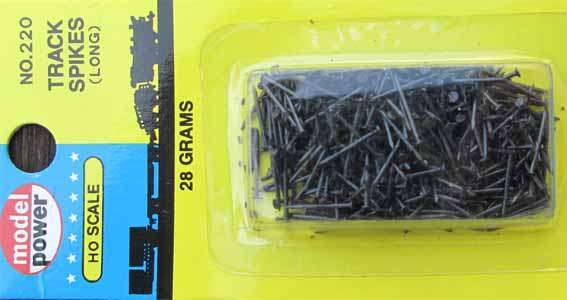 MODEL POWER - TRACK SPIKES LONG 28 grams  in HO SCALE (NEW CARDED)