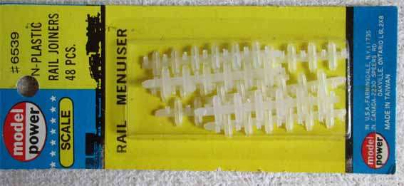 "N" SCALE PLASTIC RAIL JOINERS by MODEL POWER (48 PIECES) NEW CARDED