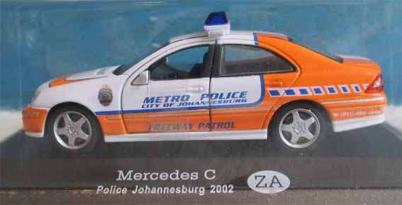 MERCEDES BENZ C JOHANNESBURG METRO POLICE in 1/43 SCALE (NEW CARDED)
