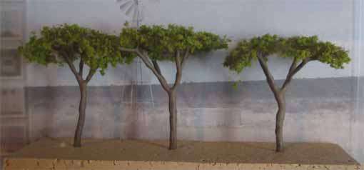 3 X GARDEN TREES 35mm by MSP (MADE IN RSA) - NEW CARDED