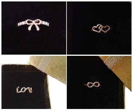 4 Fashion Rings - Infinity, Double Hearts, LOVE and Bow Ring