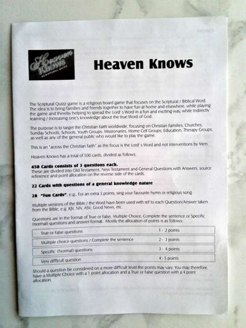 Heaven Knows Boardgame