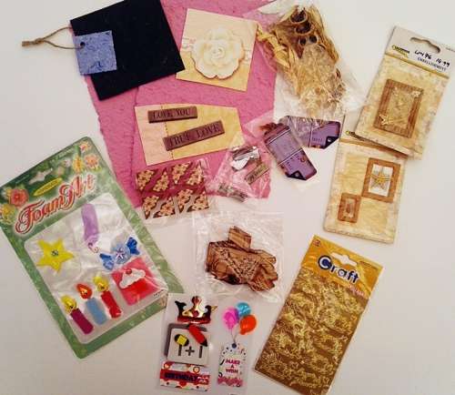 Scrapbooking Kit - Board, Paper, Border, Alphabet and Embellishments