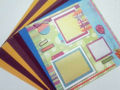 Scrapbooking Kit - Board, Paper, Stickers, Alphabet and Embellishments