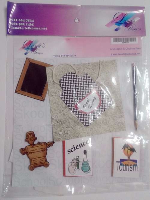 Scrapbooking Kit - Board, Paper, Stickers, Alphabet and Embellishments