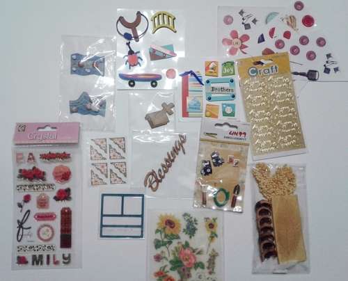Scrapbooking Kit - Board, Paper, Stickers, Borders and Embellishments