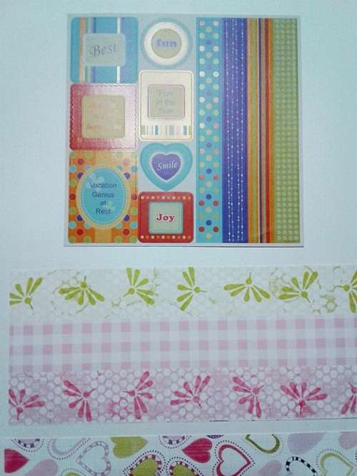 Scrapbooking Kit - Board, Paper, Stickers, Alphabet and Embellishments