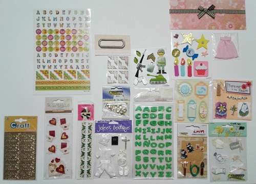 Scrapbooking Kit - Board, Paper, Stickers, Alphabet and Embellishments