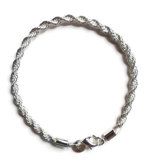 Sterling Silver Rope Chain Bracelet 19cm - S925
