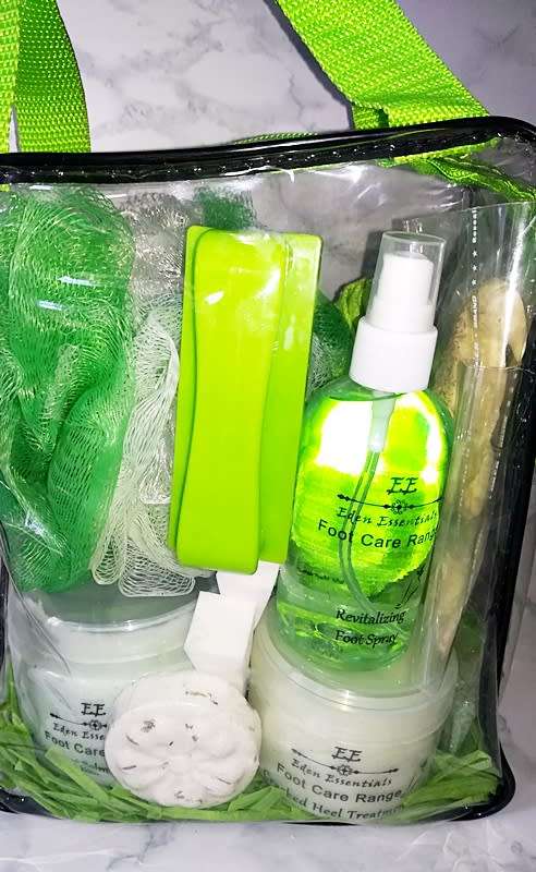 Natural Bath Products and Foot Care Gift Pack in See-Through Toiletry Bag
