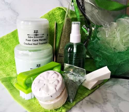 Natural Bath Products and Foot Care Gift Pack in See-Through Toiletry Bag