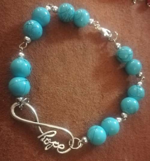 Bracelet with Turquiose Beads & Silver Hope Link Charm