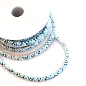 Snakeskin Printed Round Leather 5mm- Turquoise